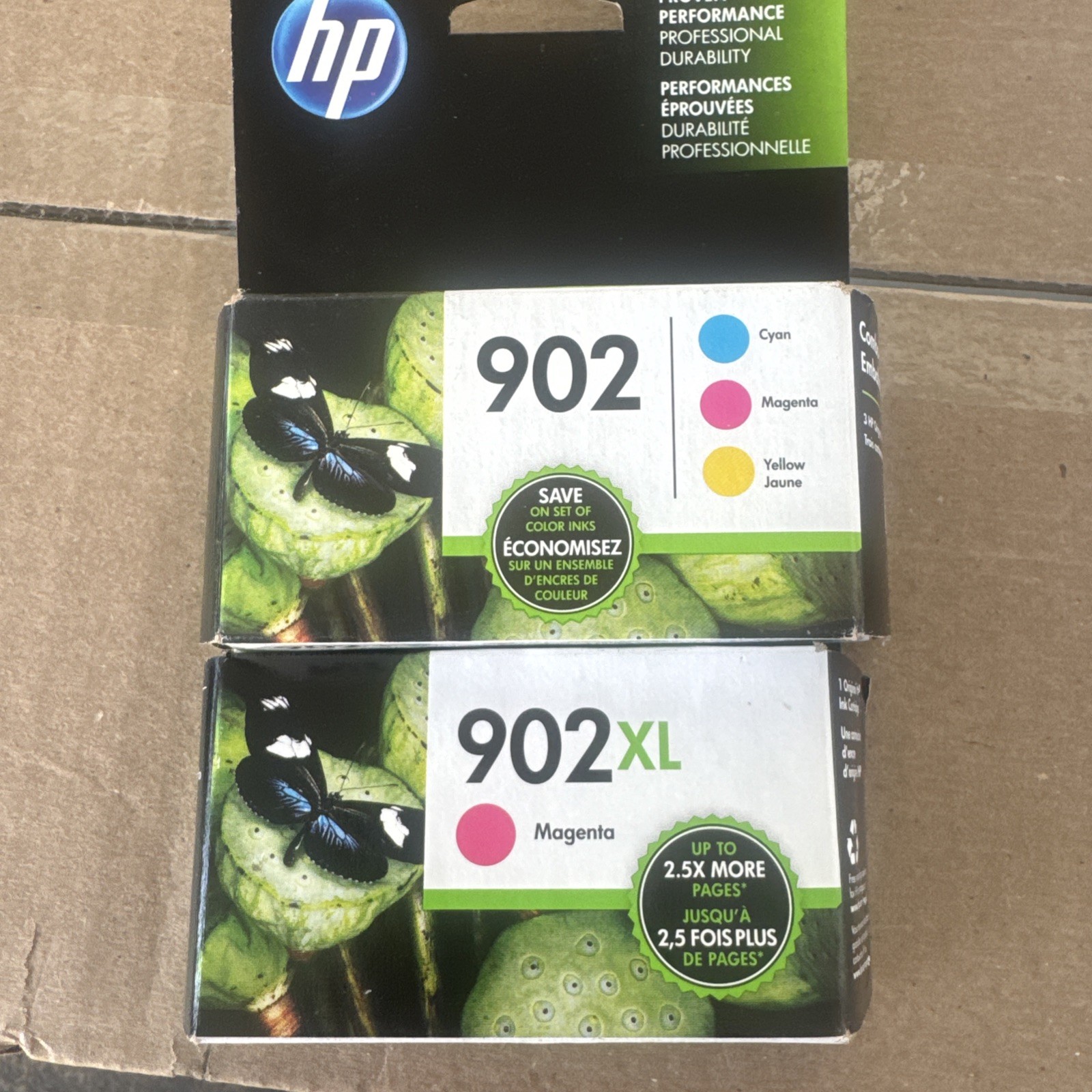 2 HP 902 Cyan Magenta Yellow 3PK Ink Cartridges New Genuine For Office Jet