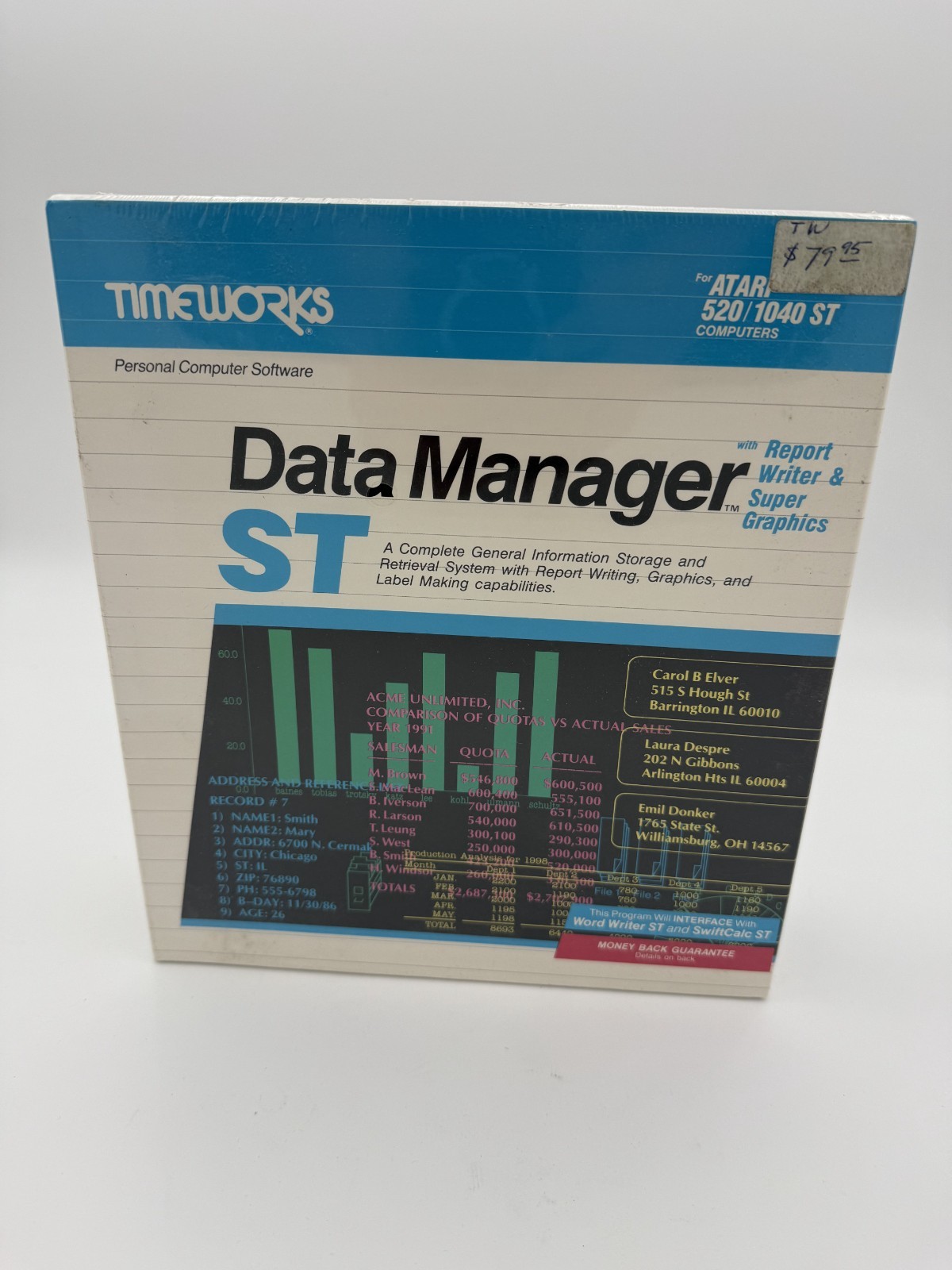 NEW Vintage Timeworks Data Manager For Atari 520/1040 ST Computer SEALED