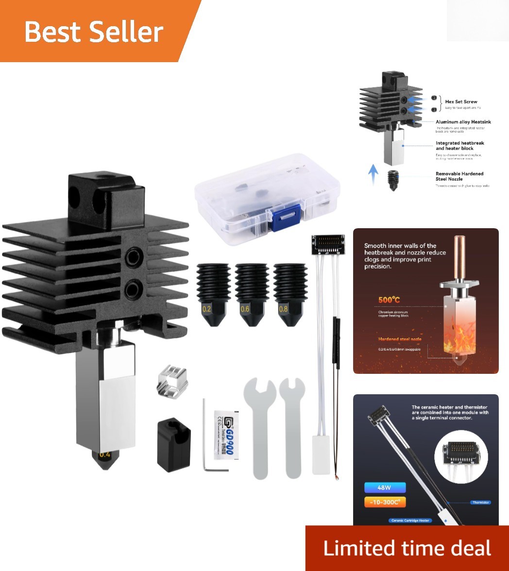 Complete P1 Hardened Steel Hotend Kit: Durable Nozzles & Enhanced Precision