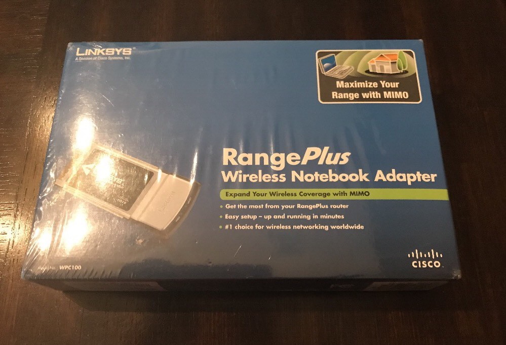 Cisco Linksys Range Plus Wireless Notebook Adapter, WPC100 NEW SEALED