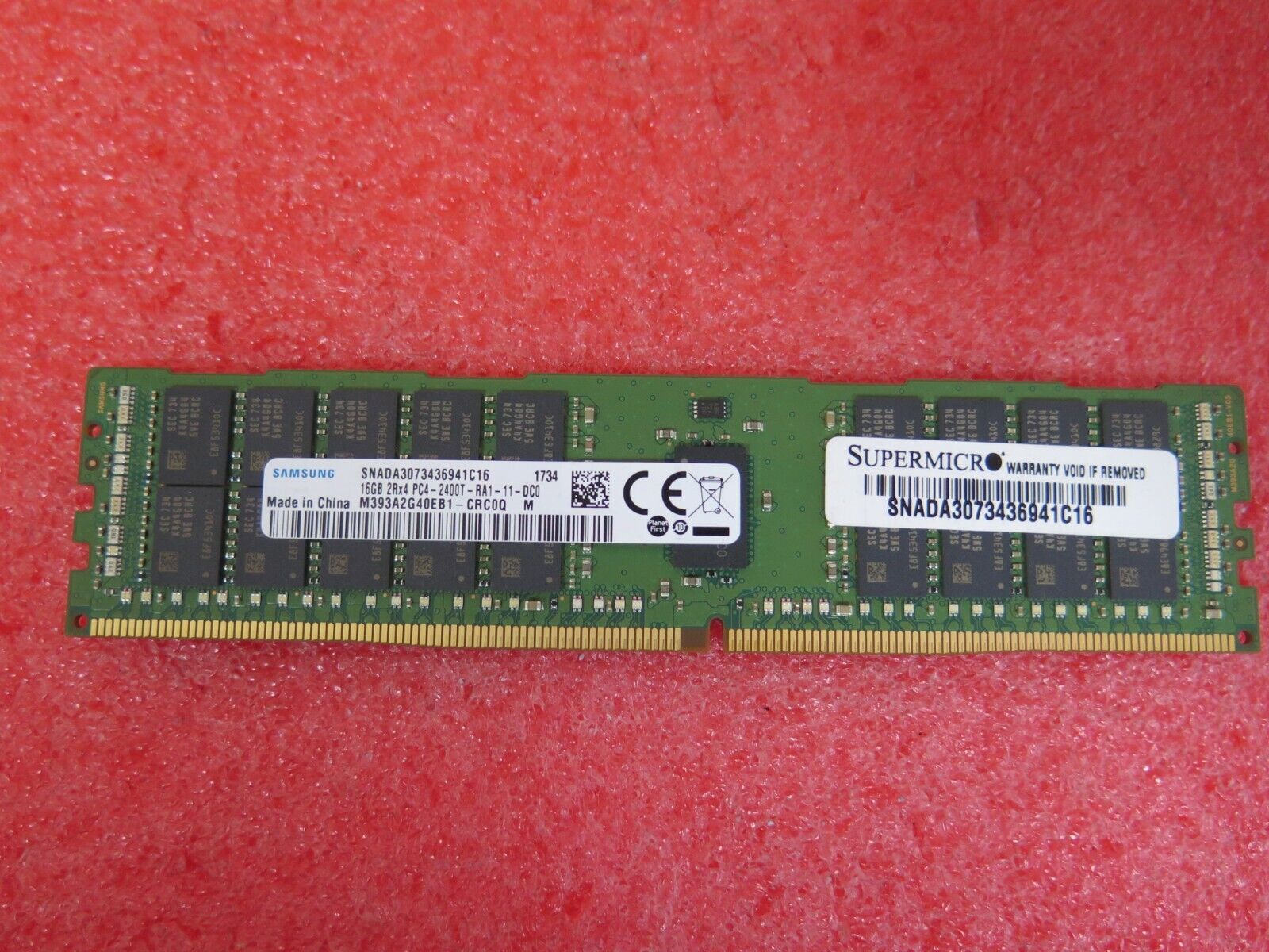 SAMSUNG SuperMicro 16GB 1Rx4 PC4-2400T DDR4 M393A2G40EB1-CRC0Q Server Memory