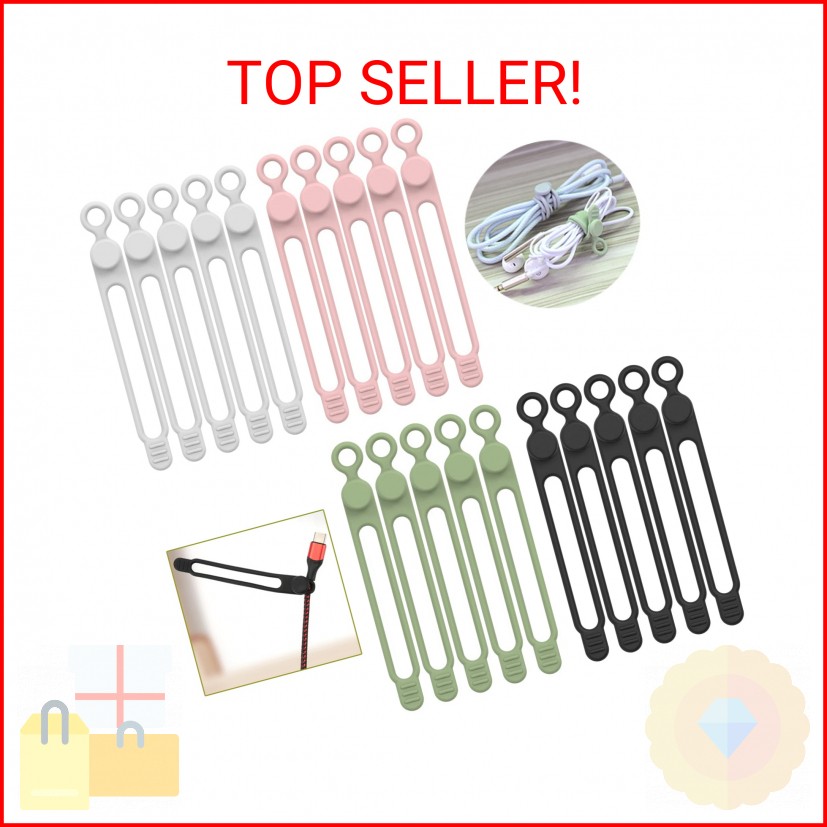 [20Park]UMUST Silicone Cable Ties,Reusable Cable Management Organizer, Multipurp