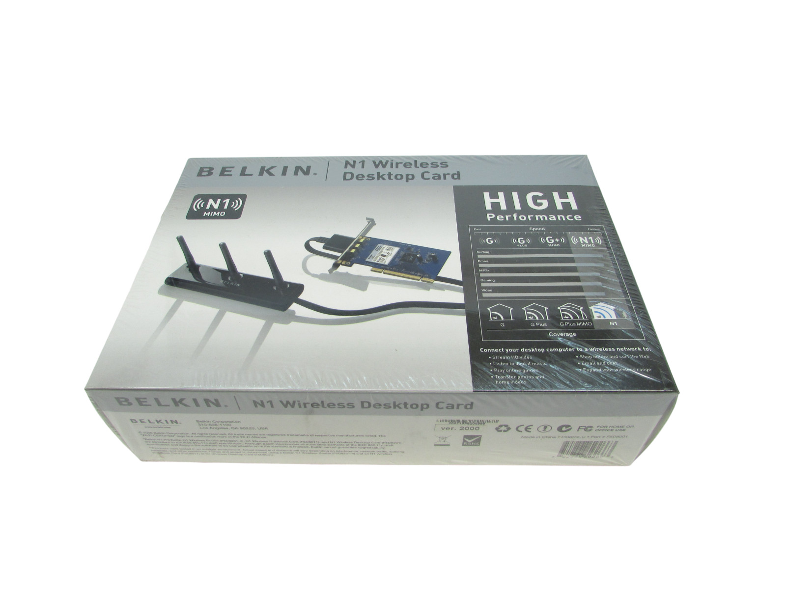 Belkin N1 Wireless Desktop PCI WiFi Card Adapter MIMO High Performance NEW
