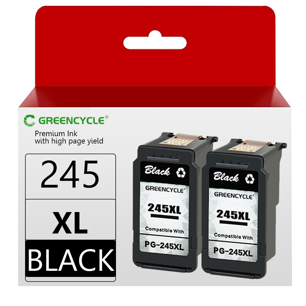 GREENCYCLE 2PK PG-245 XL Black Ink for Canon MG2924 MG3022 TS3322 IP2850 MX490