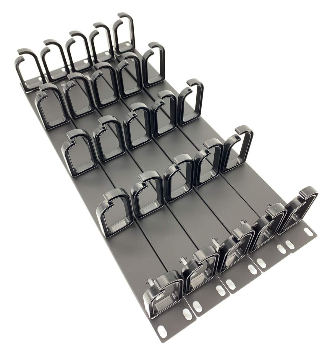 - 5 Pack 1U 19” Server Rack Cable Management Panel w/D-Ring Hooks - 1U Horizo...