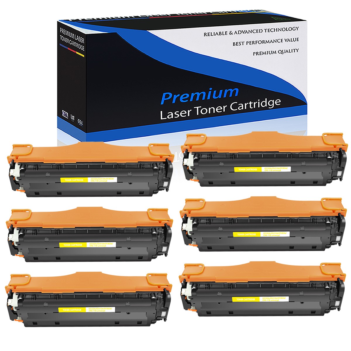 6 PK/Pack Yellow CC532A 304A Toner For HP LaserJet CP2020 CM2320 CP2025 MFP