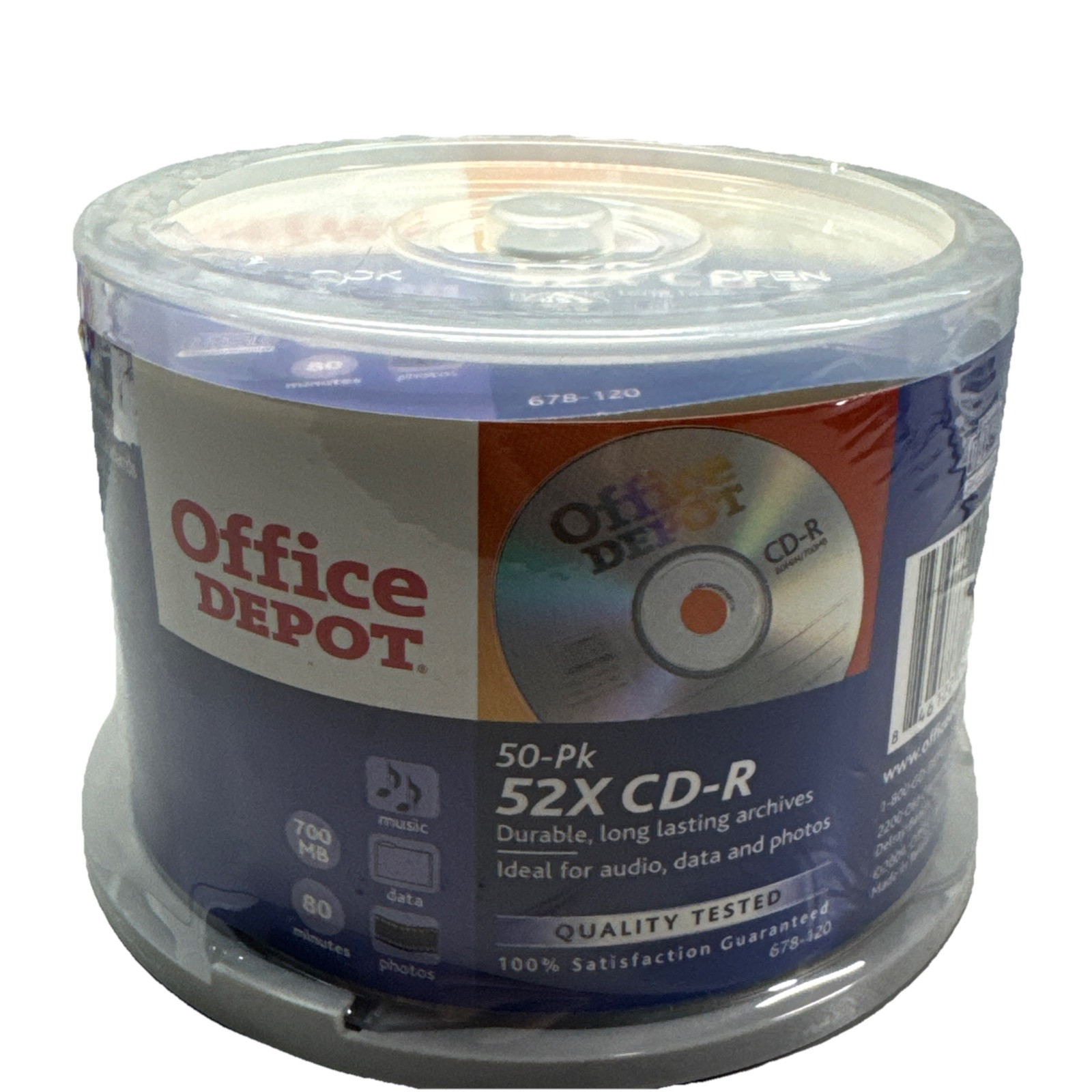Office Depot 52x, 700 MB, 80 min. CD-R, 50 pack Sealed NEW - Blank Discs