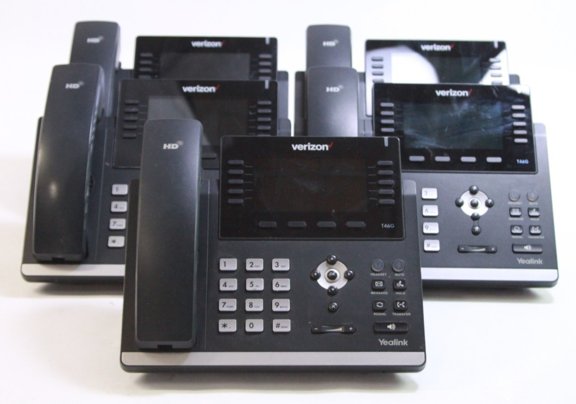 5X Yealink SIP-T46G Verizon Black Gigabit IP Phones READ AS IS