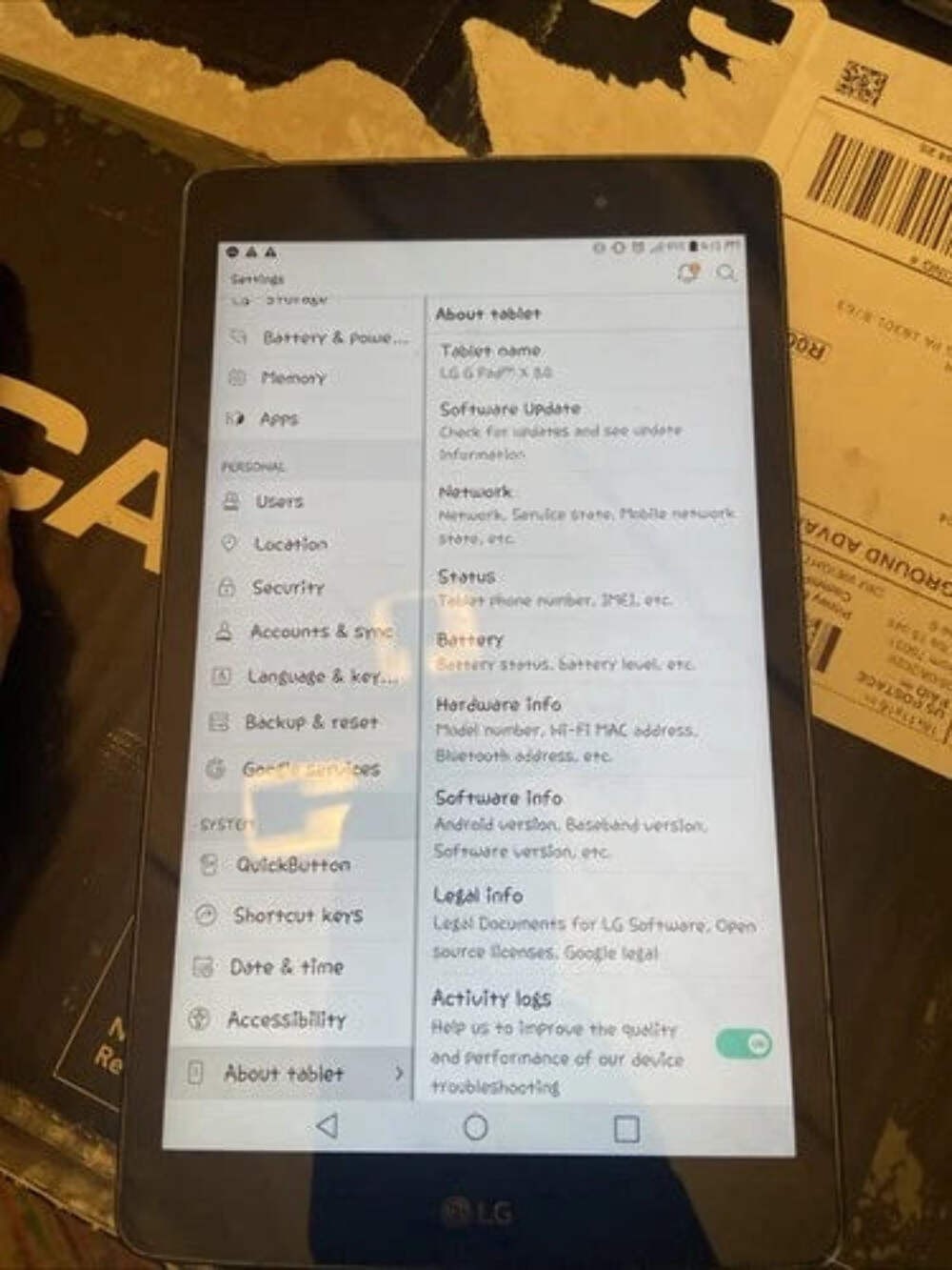 LG G Pad X 8.0 (LG-V520) AT&T Locked 16GB Black - Good