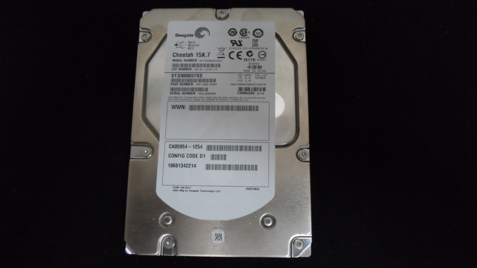 SEAGATE Cheetah 300GB 15K 3.5" SAS Hard Drive Not HP DELL ST3300657SS FW:GF0B