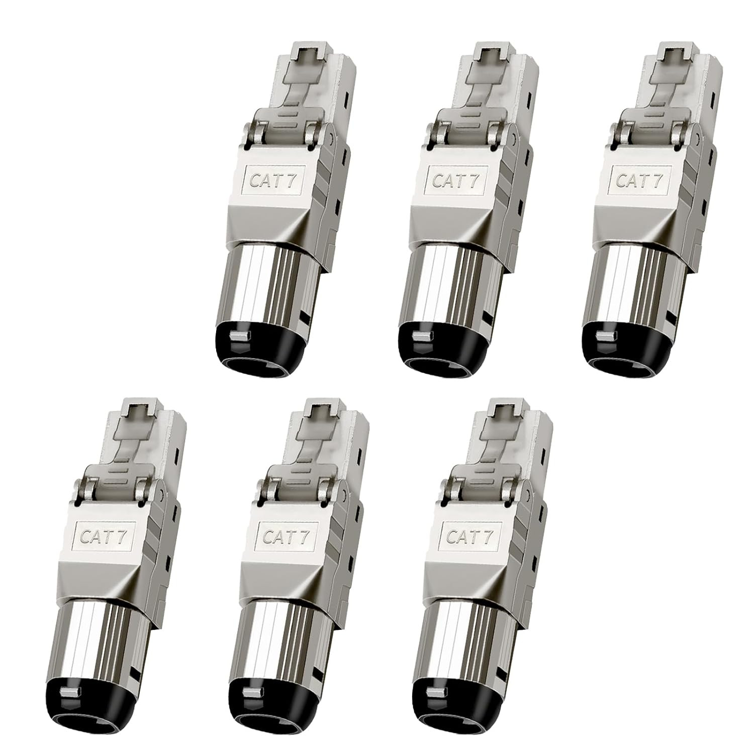 6-Pack Cat7 Cat6A RJ45 Connector, Tool-Free