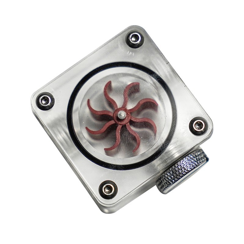 Red Impeller Square Acrylic Water Flow Indicator PC Cooling Monitor G1/4