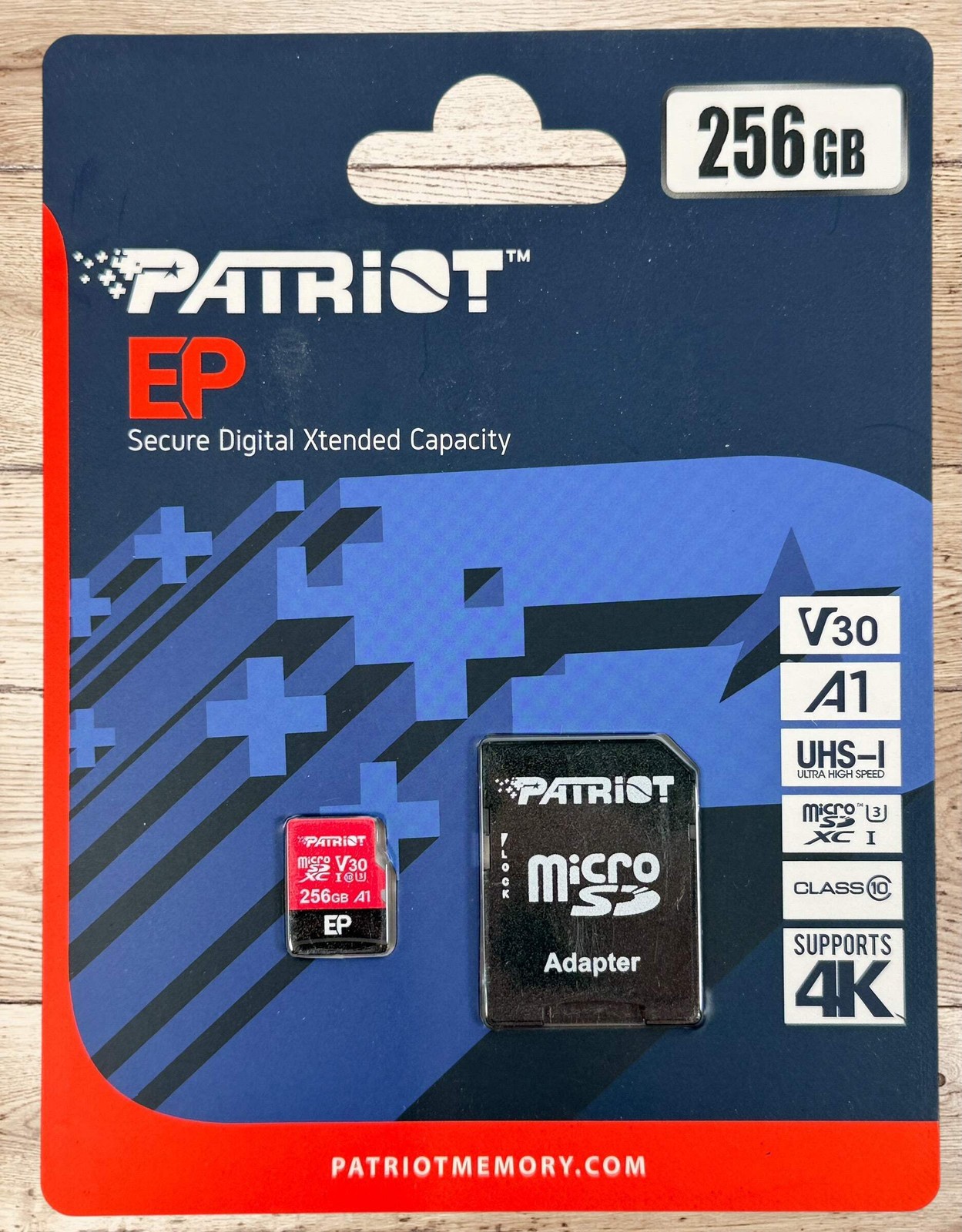 Patriot EP 256GB microSDXC Memory Card V30 A1 With SD Adapter
