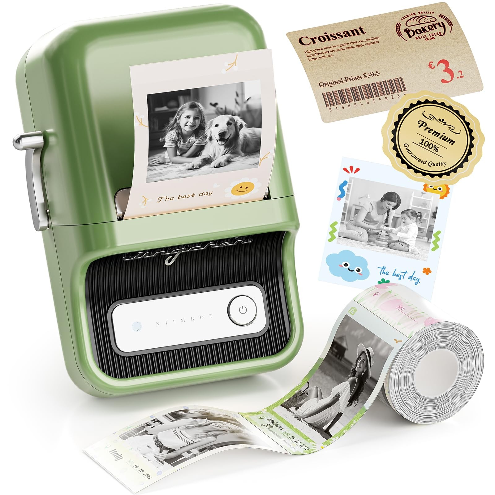 B21 300 DPI Bluetooth Label Maker with Tape, Green