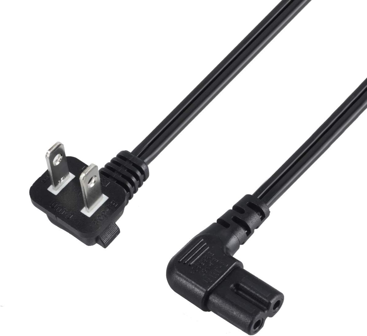 1.5FT SPT-2 18 AWG Angled 2-Slot Non-Polarized Angle Figure 8 Power Cord (IEC...