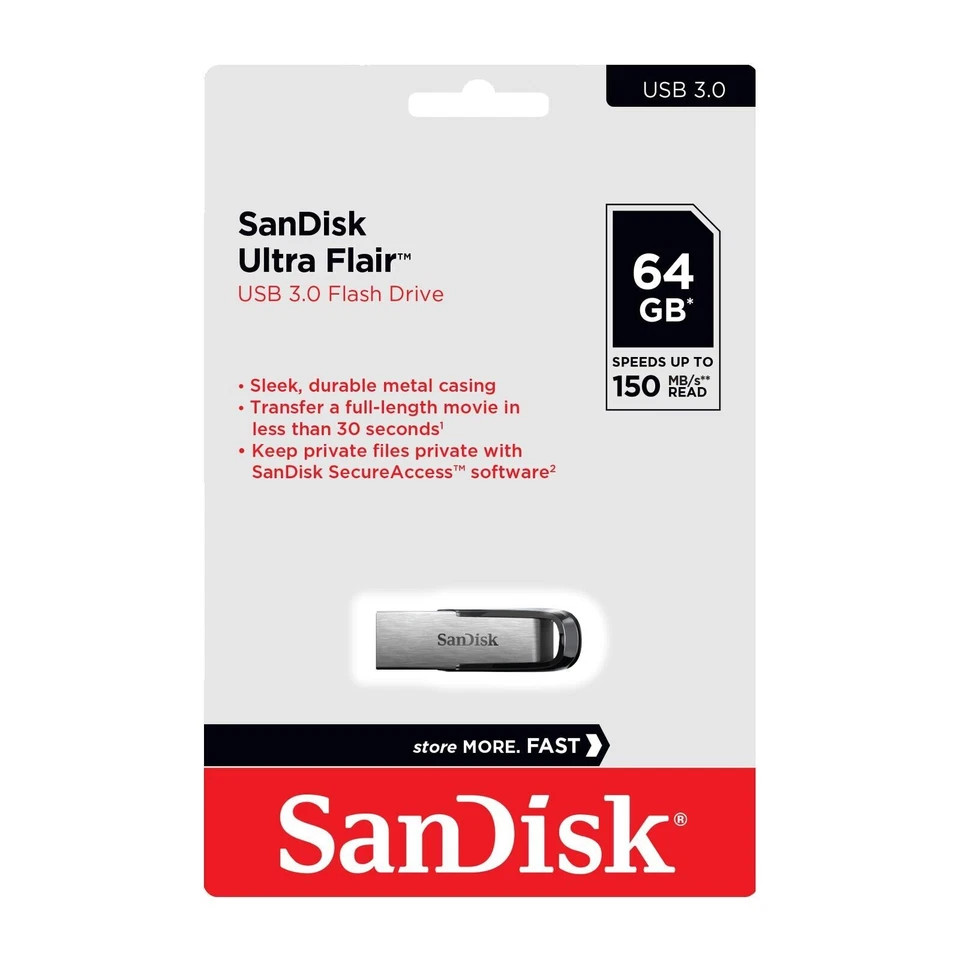 SanDisk 64GB Ultra Flair USB 3.0 Flash Drive - SDCZ73-064G-A46