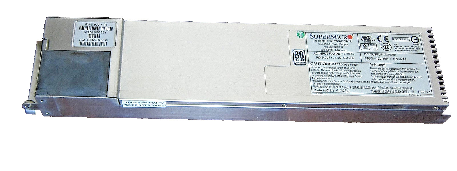 Genuine Supermicro PWS-920P-1R 80 Plus Platinum 920W Power Supply Module