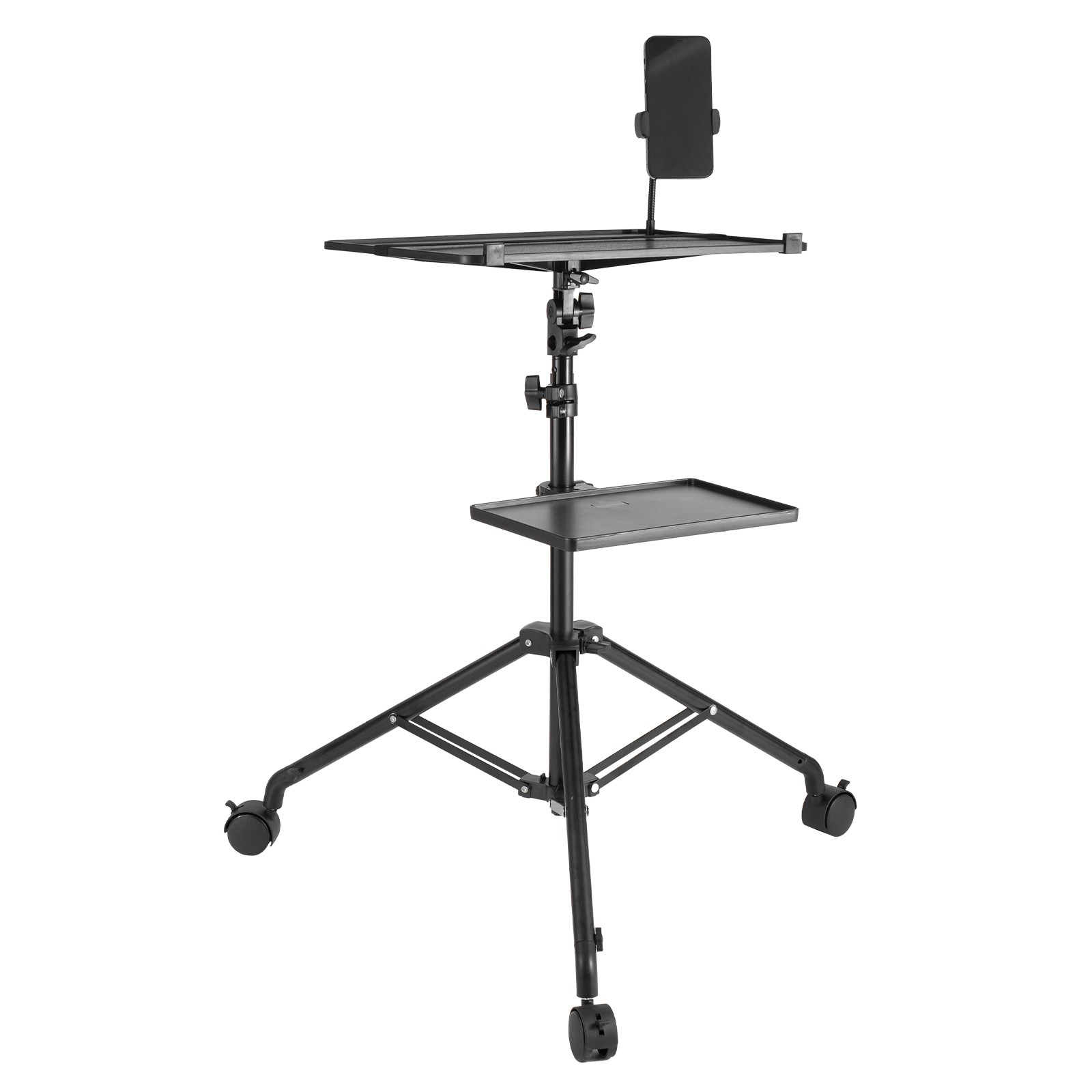 Adjustable Projector Stand Tripod with Wheels & 2 Trays 31.3"-67.3"