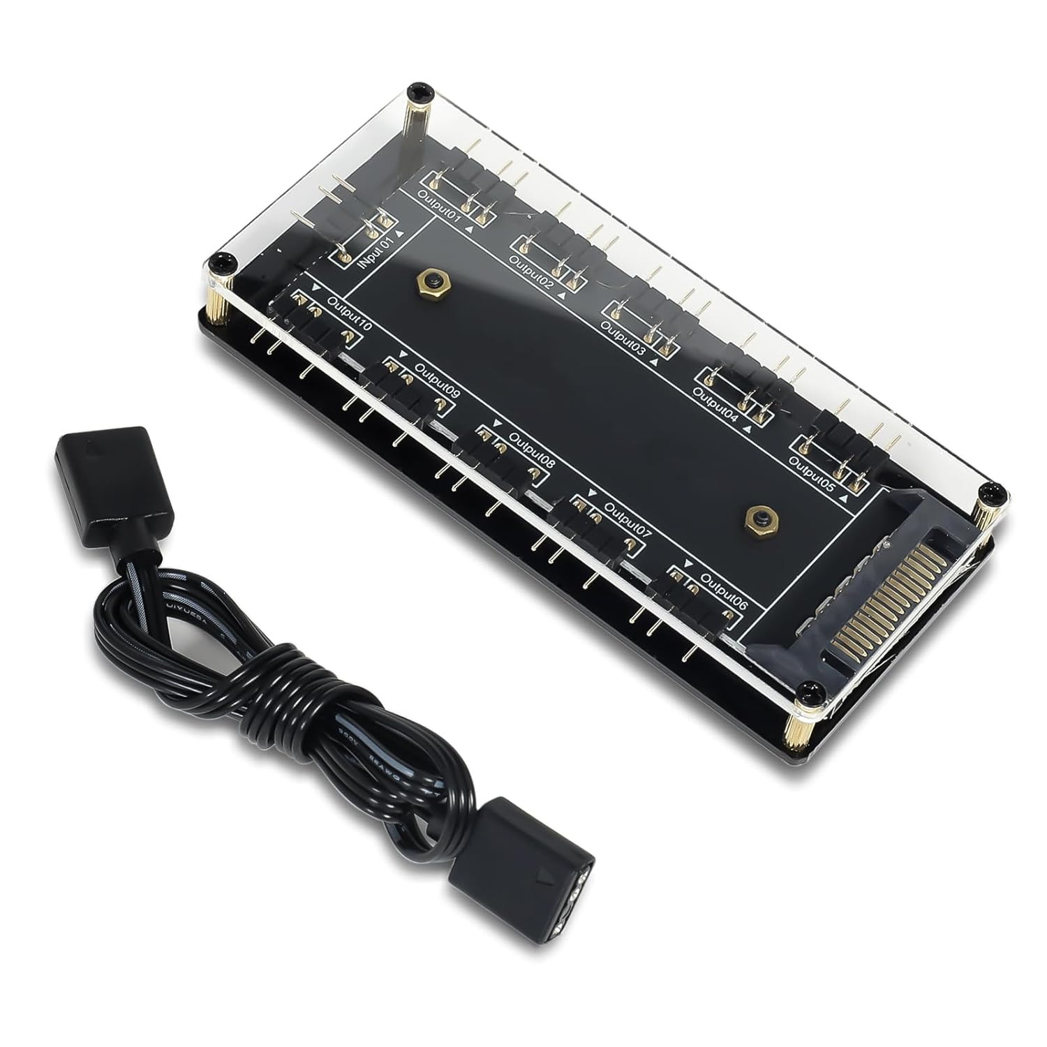 5V 3Pin ARGB LED Hub，10 Way 5V 3 Pin RGB Splitter Controller with Acrylic Shell