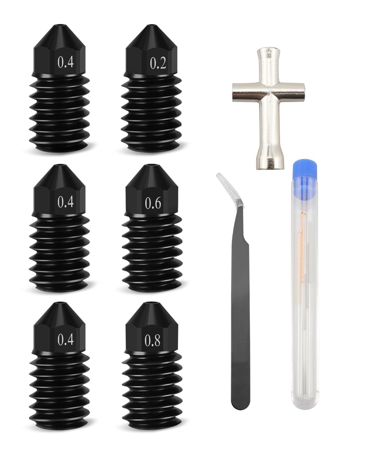 6PCS Hardened Steel Nozzle Fit for Lab A1/ A1 Mini Printer Hotend，0.2mm 0.4mm...