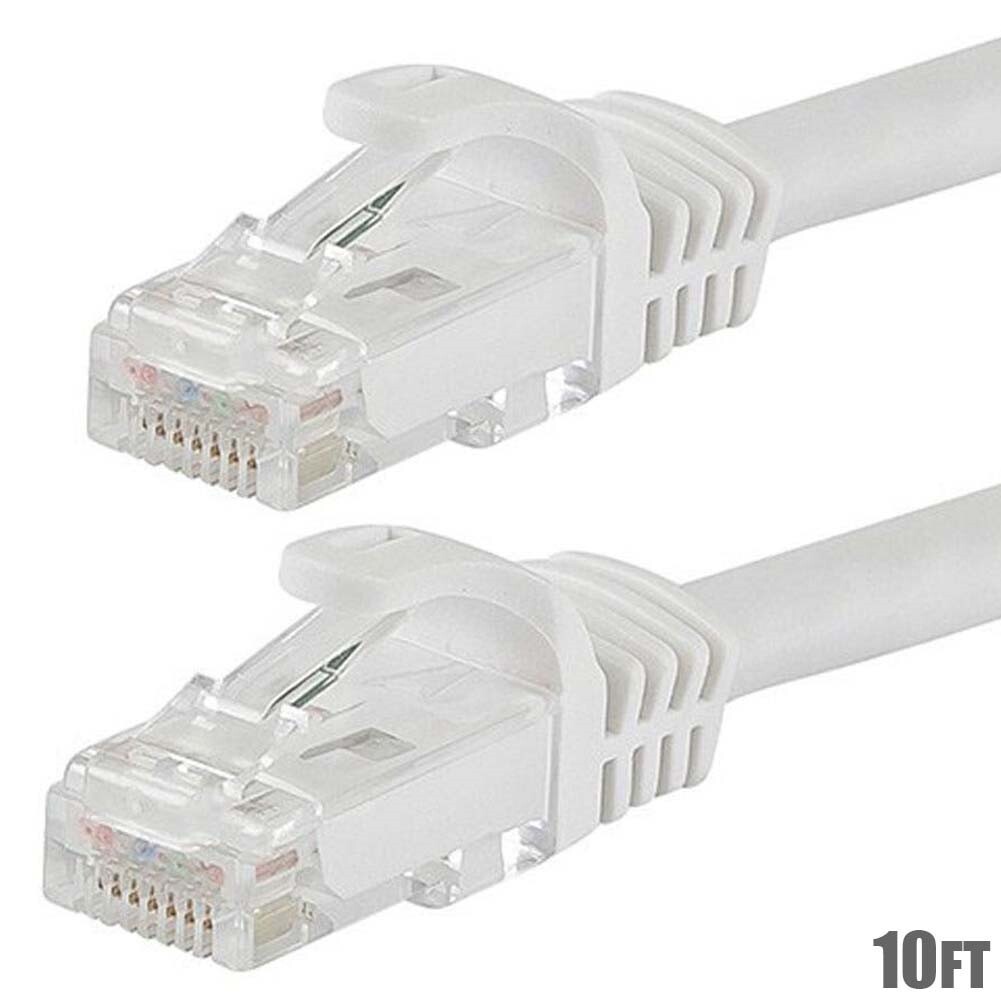 10ft Cat6 UTP Network Ethernet Internet Cable FLEXboot Wire White 550MHz LAN 10'