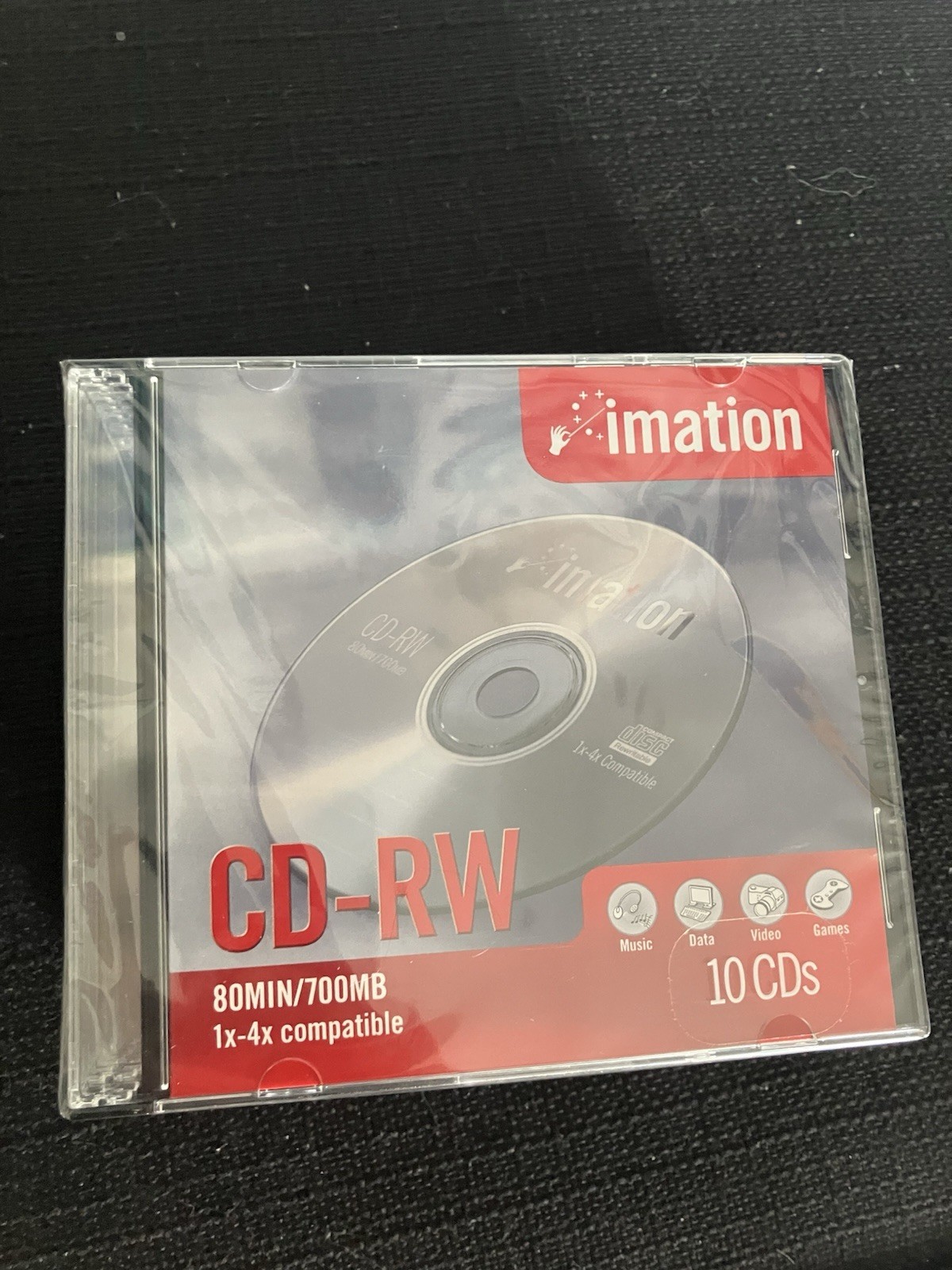 Imation 700MB 80 Min CD-RW Discs 10 Pack 1x-4x Compatible New Sealed