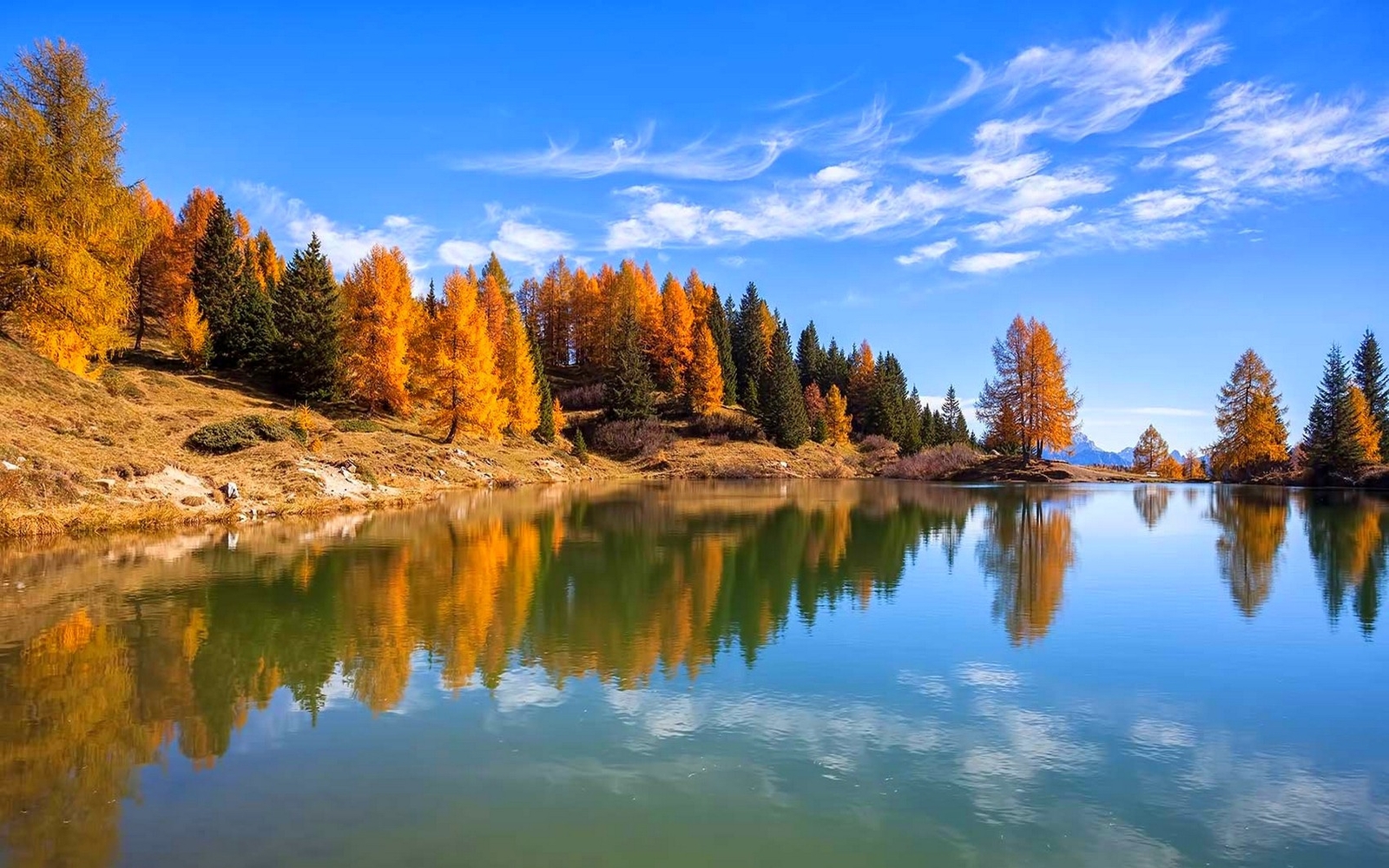 Landscape nature lake fall forest italy trees water calm Custom Gaming Mat Desk