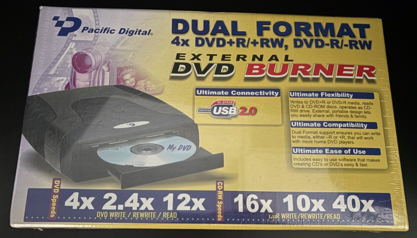 Pacific Digital Dual Format 4x DVD/CD Burner DVD+R/+RW Unopened