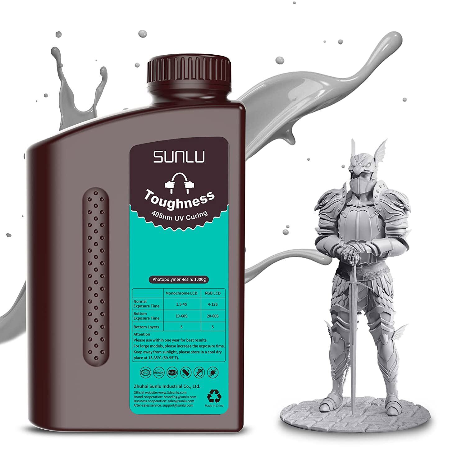 SUNLU High Tough Flexible Resin 1KG,3D Printer Resin,405nm UV Curing,Flexible