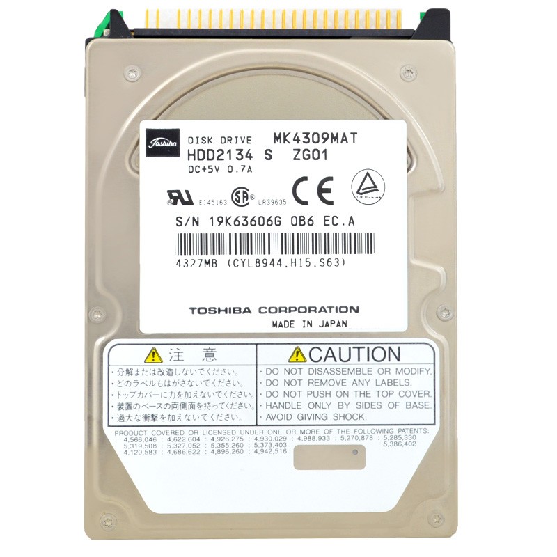 Hard Drive Toshiba MK4309MAT 4.3Gb 4200RPM 512KB ATA 2.5" inch