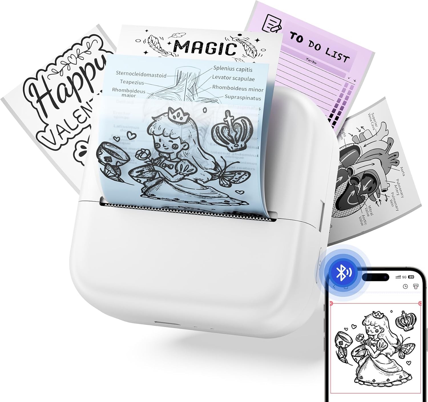 M02L Portable Mini Thermal Sticker Printer, Compatible with iOS & Android