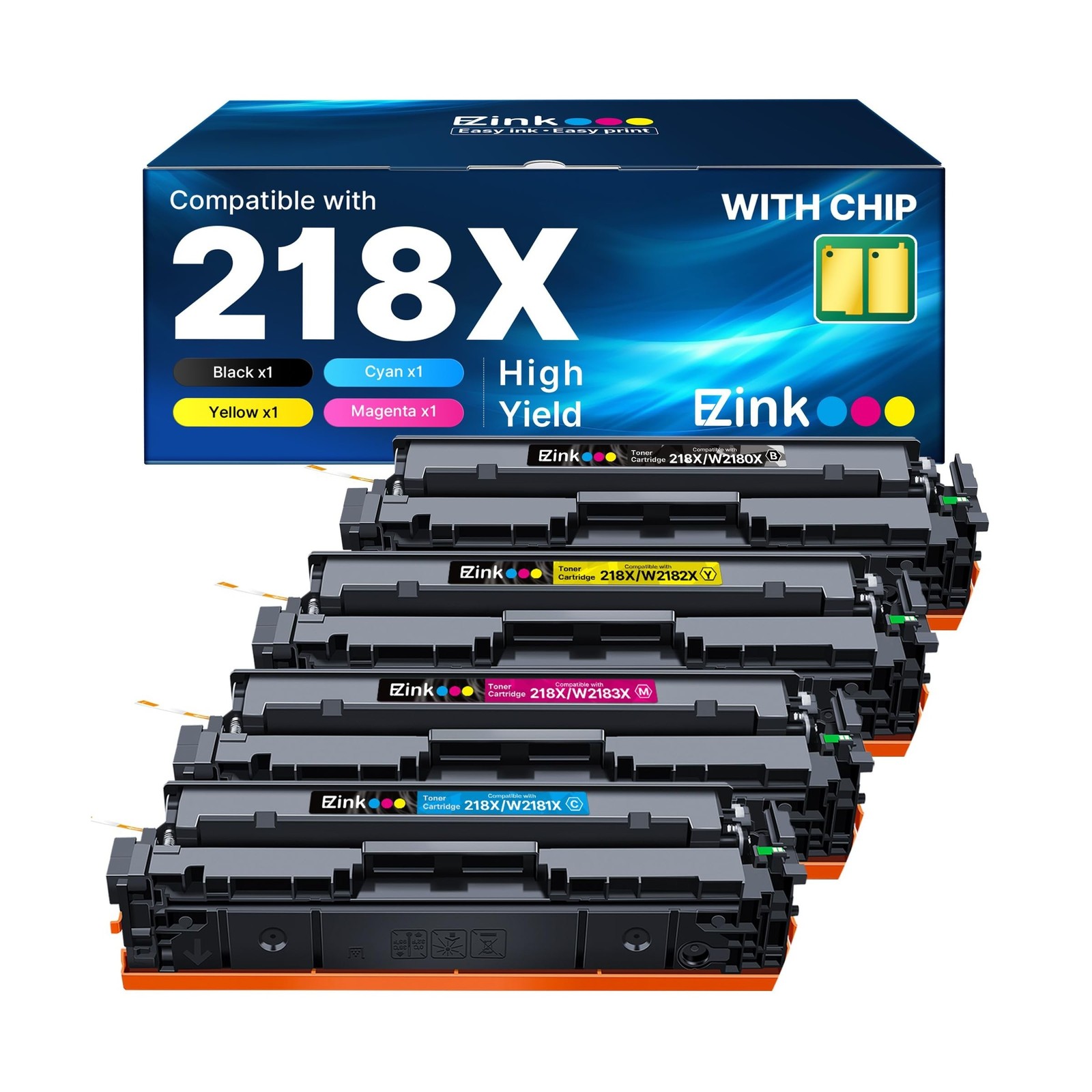 E-Z Ink 218X with Chip Compatible for HP 218X Toner Cartridges 4 Pack 218A To...
