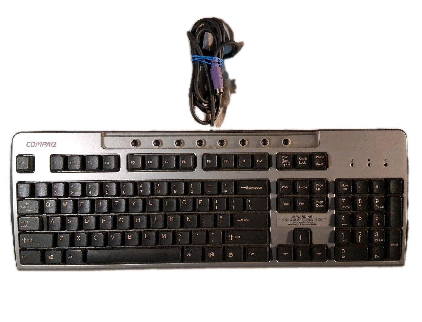 Computer Keyboard Compaq Multimedia PS2 Silver/Black PS/2 8 Hot Keys KB-0133