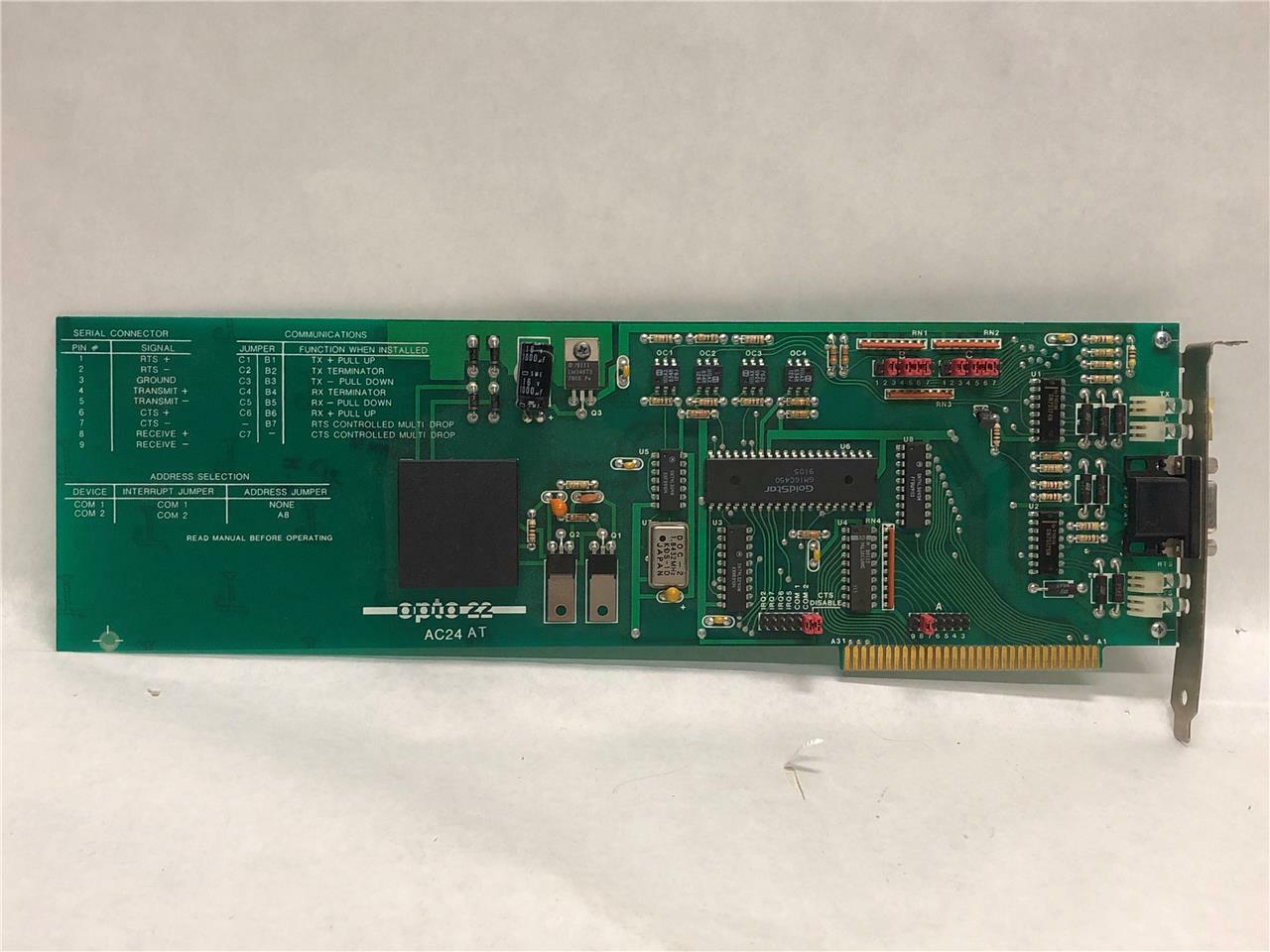 Opto 22 AC24 AT Adapter Card PC Board 001818F