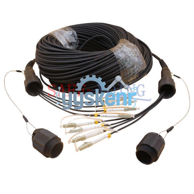 100M Outdoor LC MM Fiber Optic Patch Cord Waterproof 4 cores Armored TPU Cable