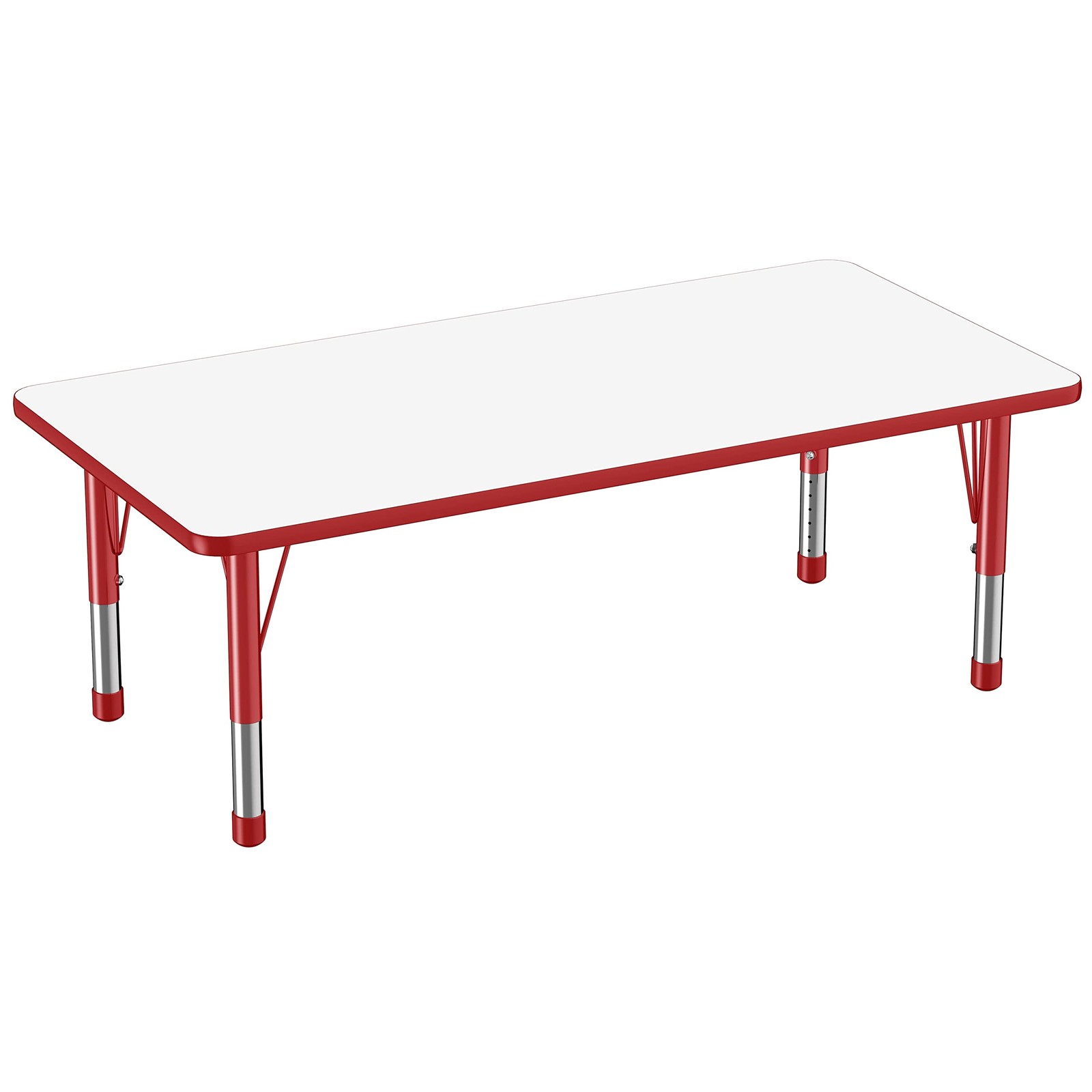 Dry Erase Table 30 x 60 Rectangle Red Chunky Legs 10178-DERD FDP