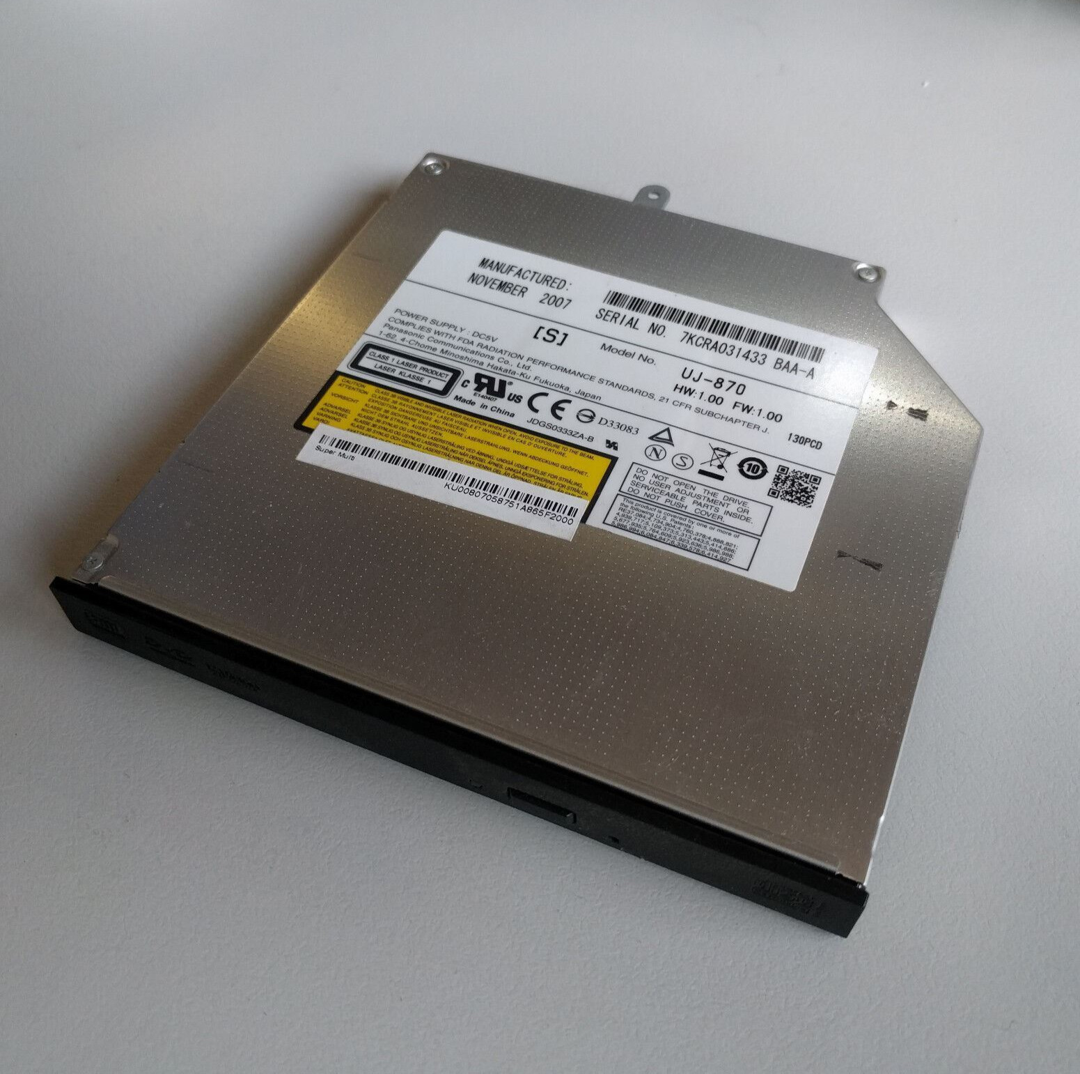 Genuine Panasonic UJ-870 CD DVD±RW IDE Optical Drive With Black Bezel KU00807058