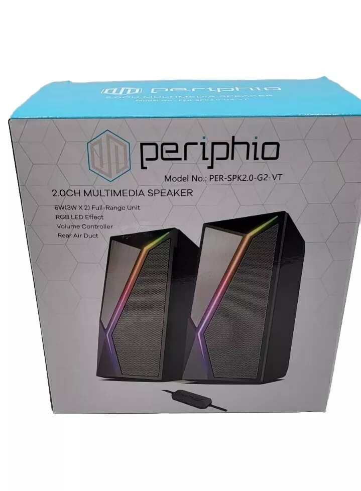 PERIPHIO 2.OCH MULTIMEDIA SPEAKERS LAPTOP PHONE SOUND SYSTEM RGB LED - BLACK