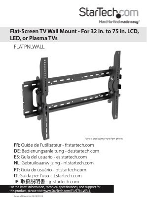STARTECH LOW-PROFILE TV WALL MOUNT FIXED 37"-75" UP TO 800X400 VESA BLACK 5YR