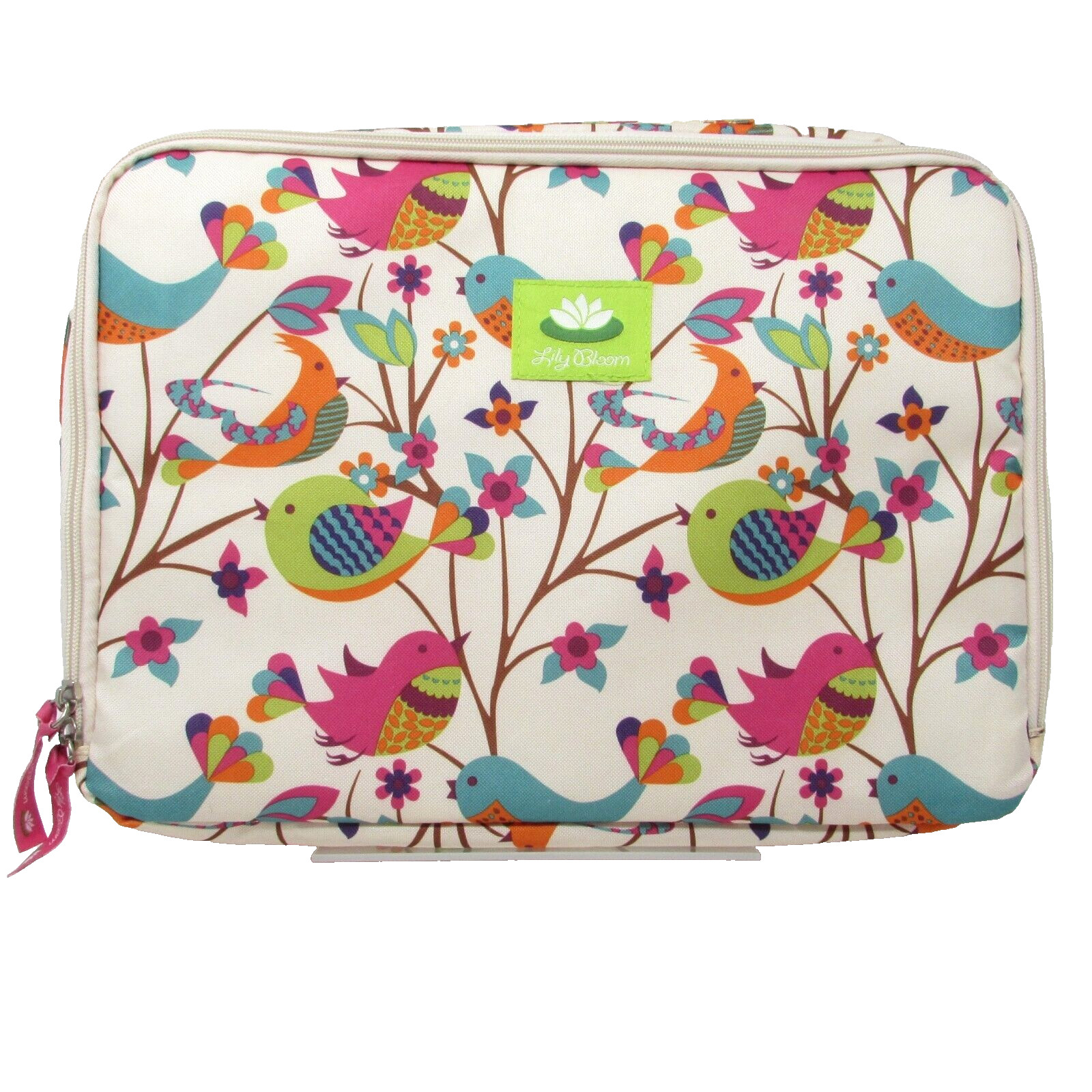 Lily Bloom Multicolored Laptop Tablet Case Soft Shell Zip Top Handle Bird Print