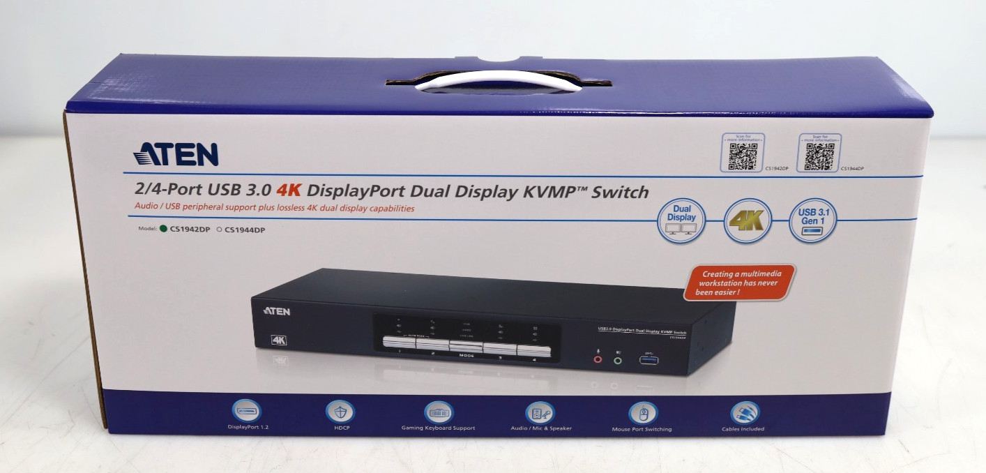 New ATEN CS1942DP 2-port 4K Dual DisplayPort KVM Switch