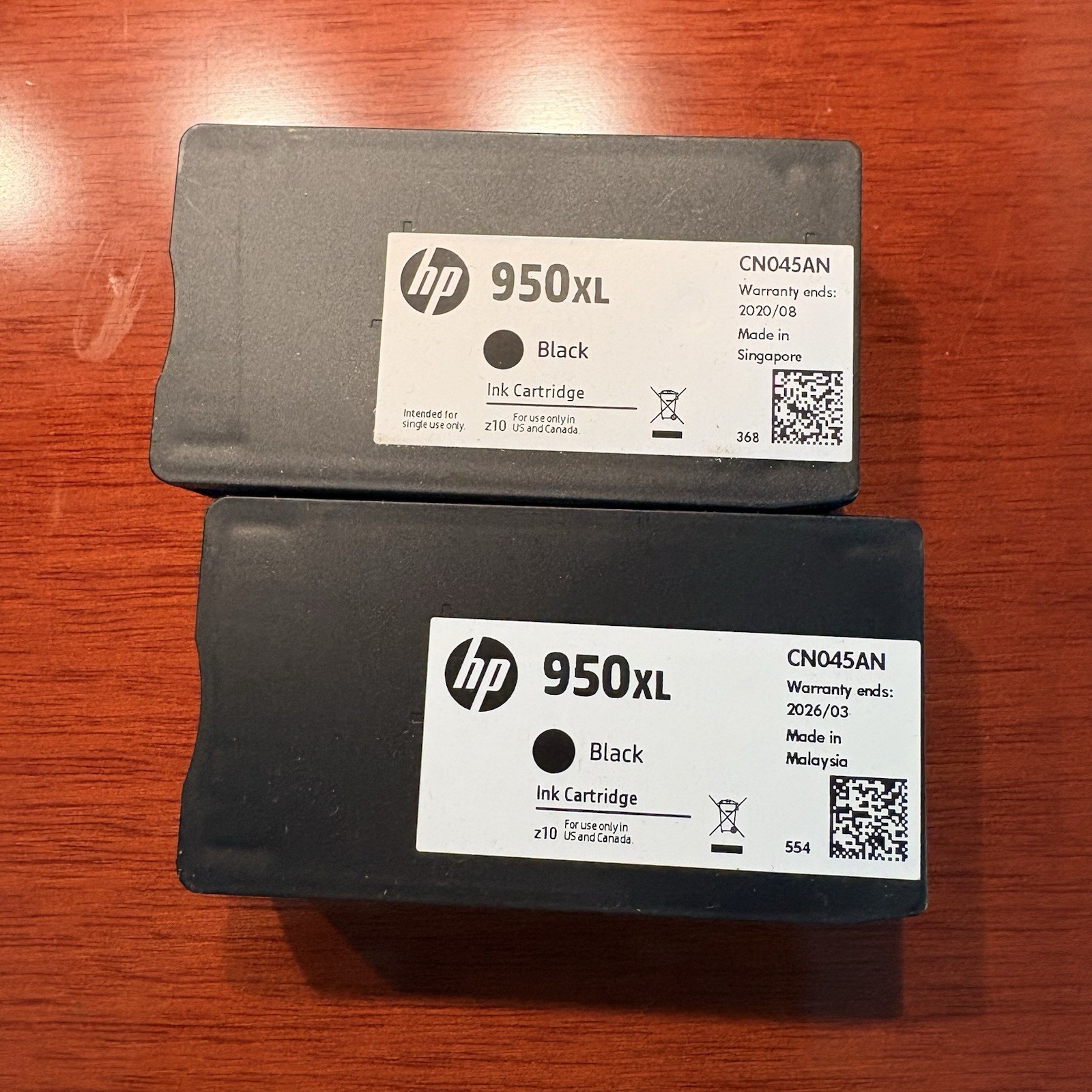 2 HP 950XL Ink Cartridges- NO BOXES-  Black CN045AN
