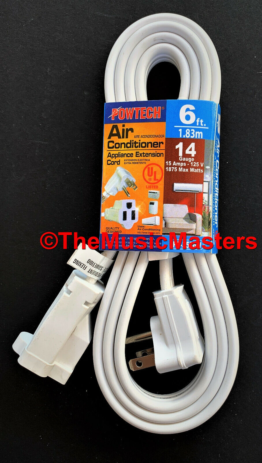 6 ft Heavy Duty Appliance AC Electric Extension Cord 14 Gauge 15A UL Power Cable