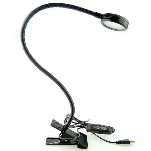 3 Color Dimmable LED Clip On Light Black Gooseneck Black (3 Color) Dimmable