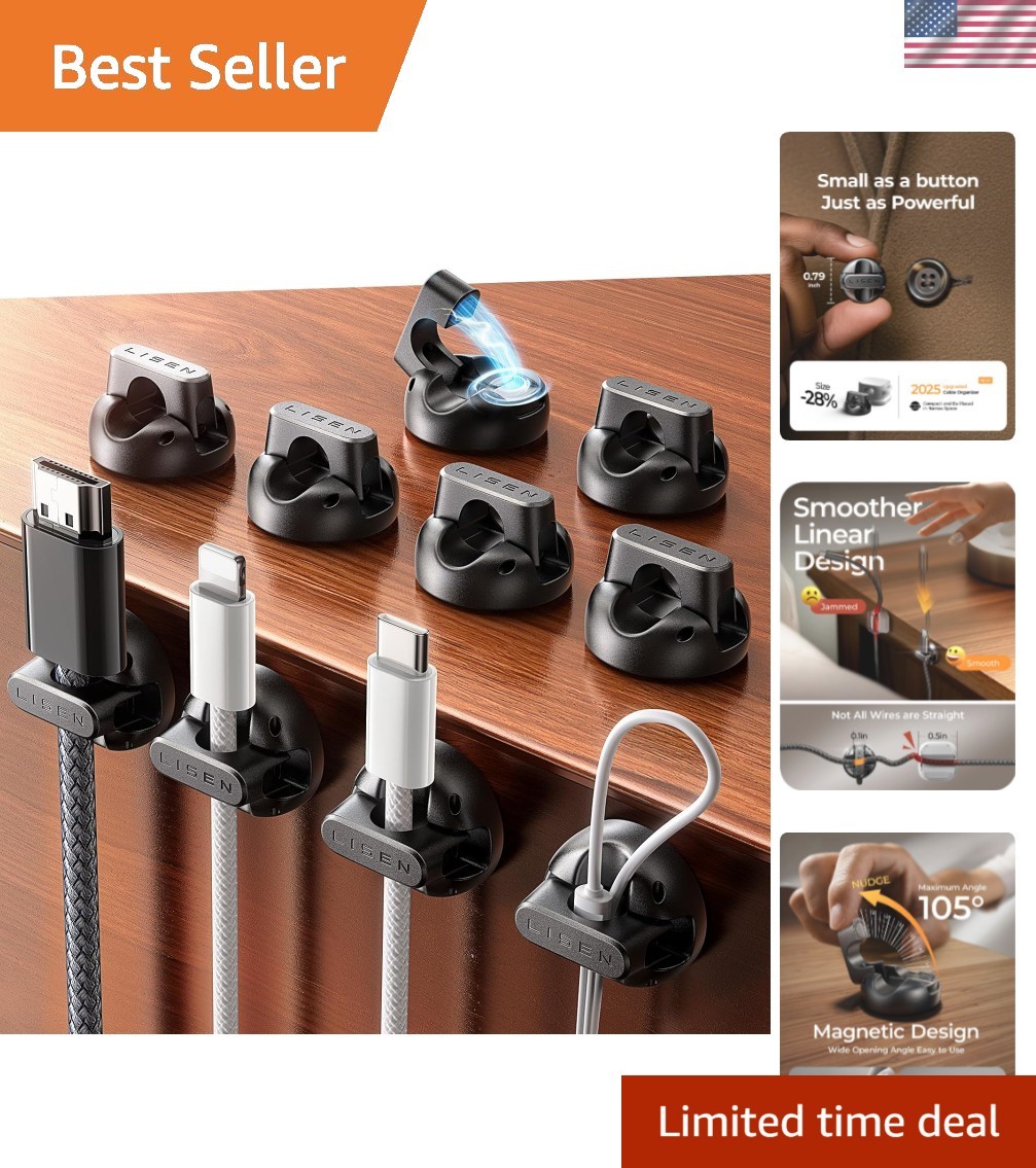 10 Pack Magnetic Cable Clips [2025 Minimum Size] Halloween Decor Christmas De...