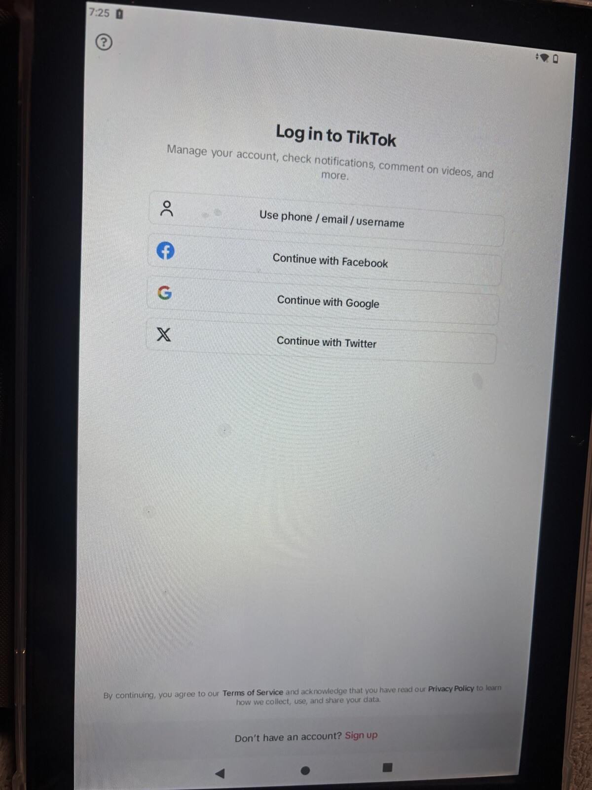 Android Tablet With TikTok Installed