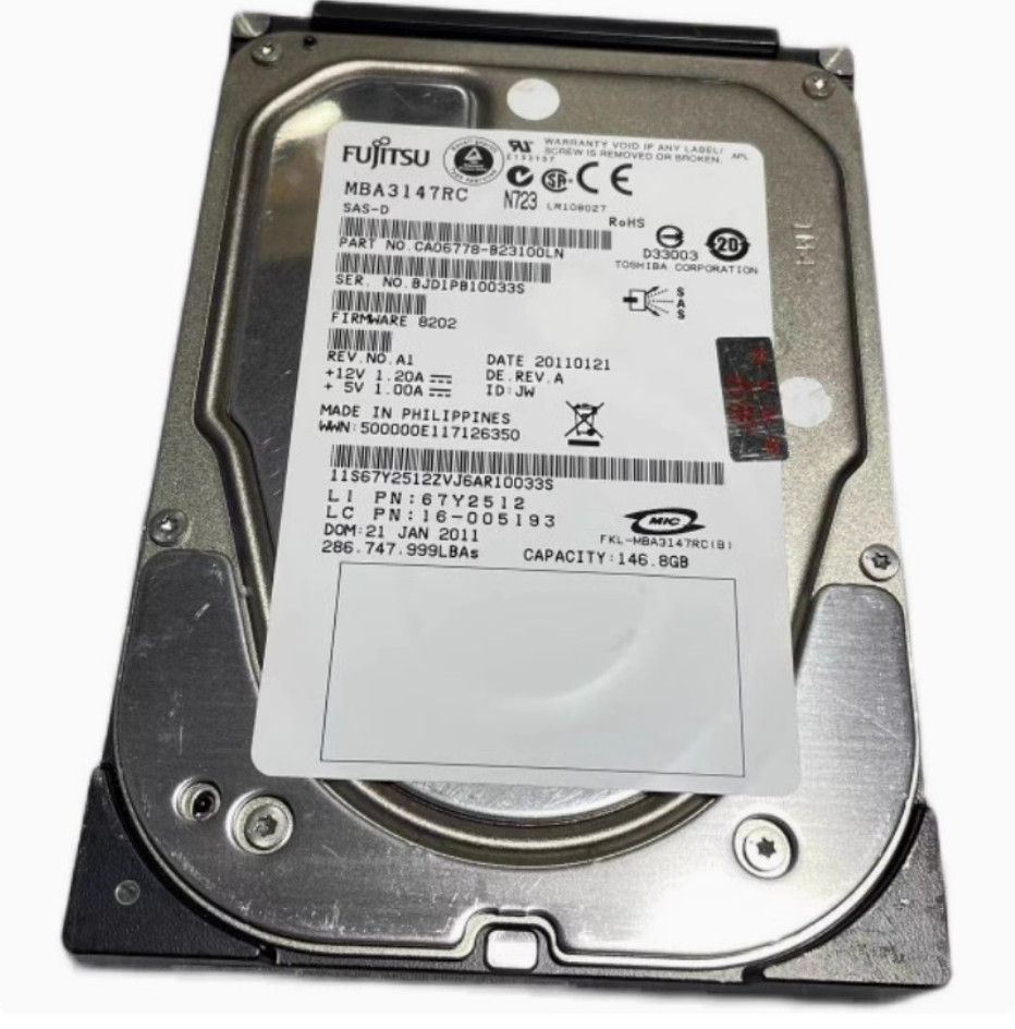 Used Fujitsu IBM 147GB 3.5" 15K SAS HDD MBA3147RC CA06778-923100LN 67Y2512