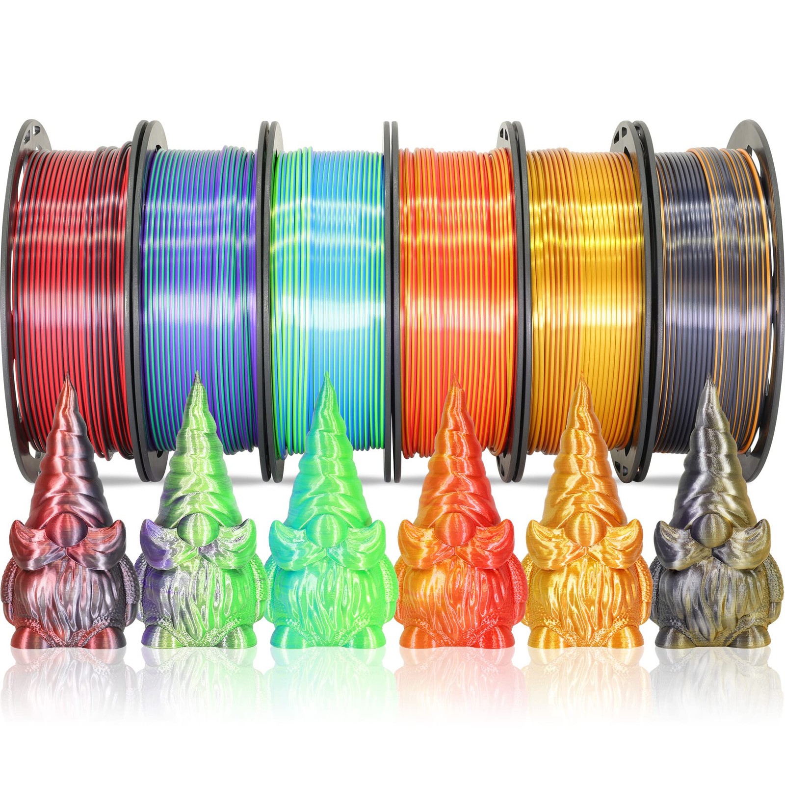 MIKA3D 6 Spools Bicolor Dual Color 1.75mm 3D Printer Filament Bundle, 3D Prin...