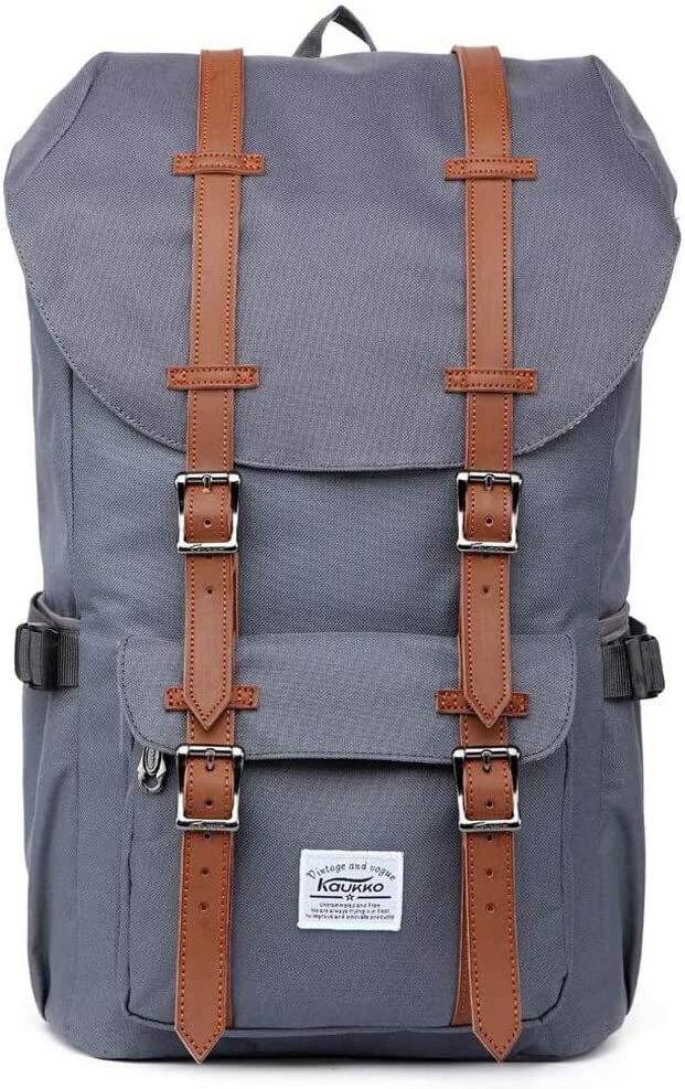TRAVEL LAPTOP 15.6" BACKPACK BOOKBAG GRAY GREY WATER RESISTANT OUTDOOR HIKING