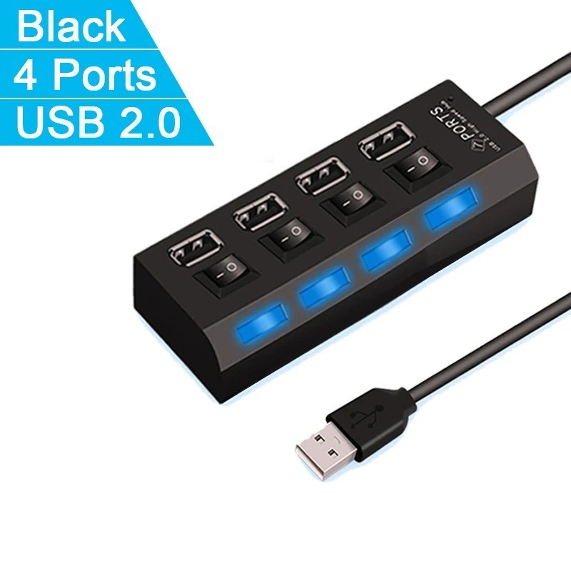 7 Port USB 2.0 Hub Splitter Extension Hub for PC Laptop Desktop Computer